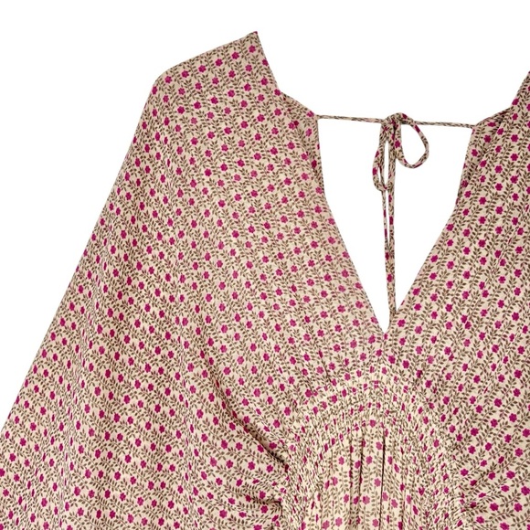 Misa Los Angeles Stefanya Micro Floral Boho Maxi Blouson Dress Sz M - Picture 3 of 11